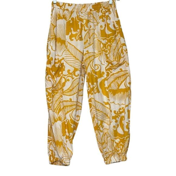 REVOLVE Haute Hippie Yellow Floral Linen Baggie Pants | Size M - Picture 3 of 10